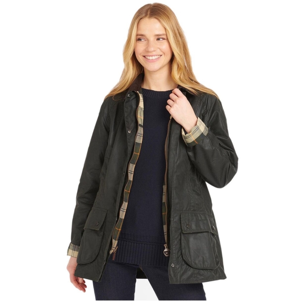 Barbour beadnell Women's Olive Jacket 8 Or Medium
